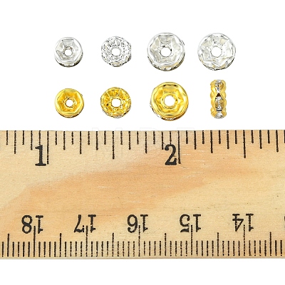 240Pcs 8 Styles Iron & Brass Rhinestone Spacer Beads FIND-FS0001-34-1