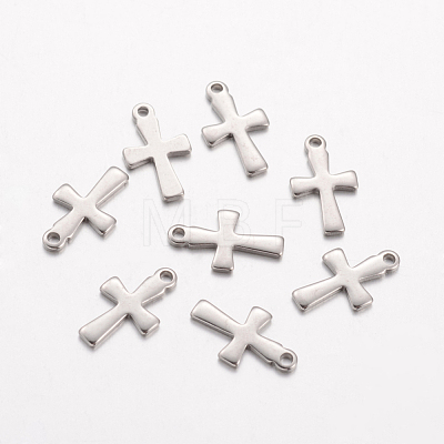 304 Stainless Steel Tiny Cross Charms STAS-YW0001-28P-1