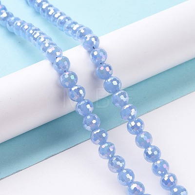 Electroplate Imitation Jade Glass Beads Strands GLAA-E036-12-M-1