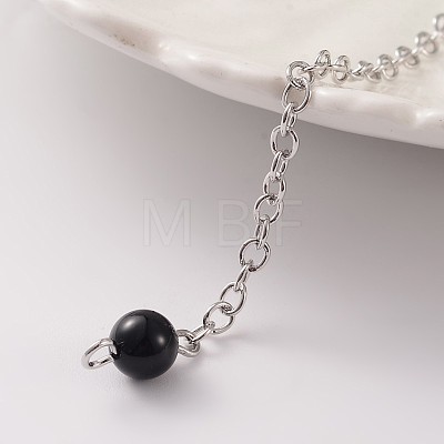 Platinum Tone Brass Black Agate Cone Hexagonal Pointed Dowsing Pendulums MAK-M015-01C-1