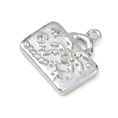 Brass Micro Pave Clear Cubic Zirconia Pendants KK-G545-01P-1