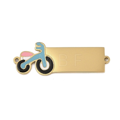 304 Stainless Steel Light Sky Blue Enamel Vehicle Connector Charms STAS-P377-13G-B-1