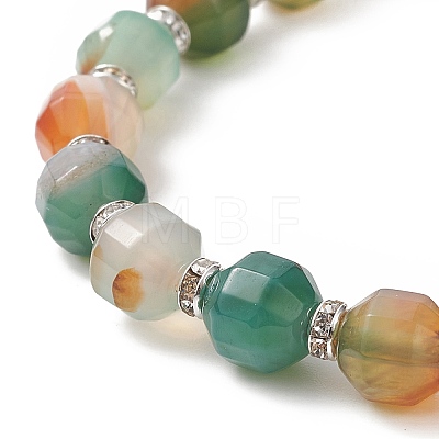 Dyed Natural Agate Beaded Stretch Bracelet BJEW-JB09180-02-1