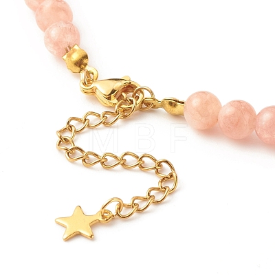 Sun and Moon Pendants Necklace with Natural Sunstone Beads NJEW-JN03805-1