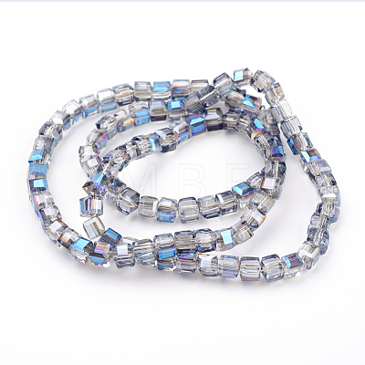 1 Strand Electroplate Glass Beads Strands X-EGLA-D018-4x4mm-16-1