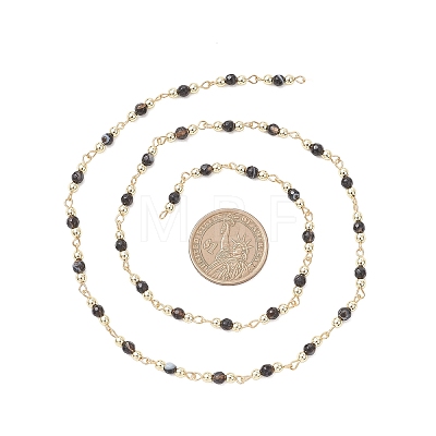 Natural Agate Beaded Round Link Chains AJEW-JB01533-02-1