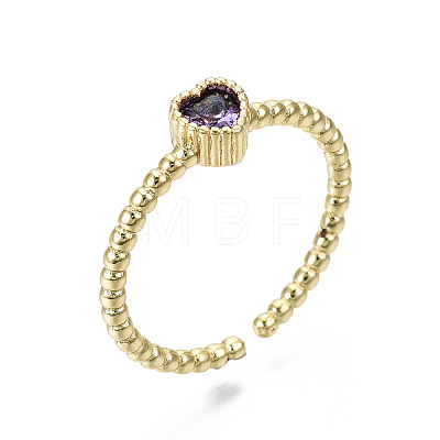 Brass Micro Pave Cubic Zirconia Cuff Rings RJEW-T016-12G-NF-1