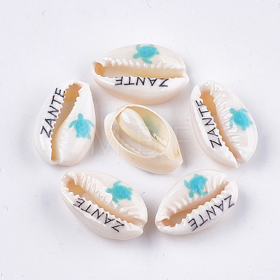 Printed Cowrie Shell Beads SHEL-S276-12-1
