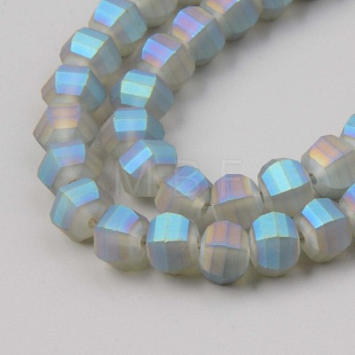 Frosted Plated Glass Beads Strands EGLA-S194-07-1