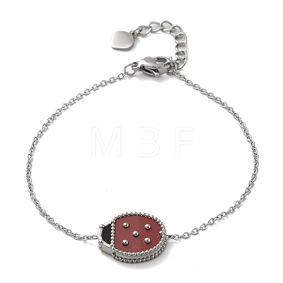 304 Stainless Steel Cable Chain Charm Bracelets for Women BJEW-U024-02P-1