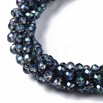 Faceted Transparent Glass Beads Stretch Bracelets BJEW-S144-002C-01-1