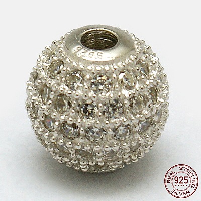 Round 925 Sterling Silver Beads STER-O021-01S-6mm-1