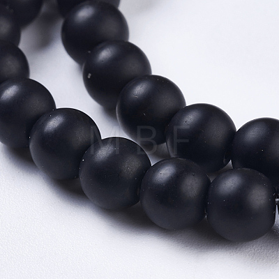 Synthetic Black Stone Bead Strands X-G-R345-6mm-38-1-1