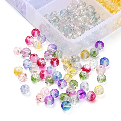 8 Colors Transparent Spray Painted Glass Beads GLAA-YW0001-46-1