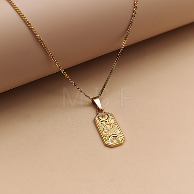304 Stainless Steel Rectangle with Evil Eye Pendant Necklaces FS-WGC1FE7-02-1