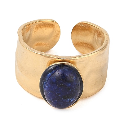 Oval Natural Lapis Lazuli Finger Rings RJEW-Z057-12G-01-1