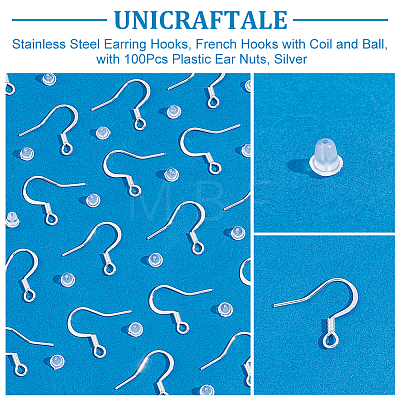 Unicraftale 100Pcs 304 Stainless Steel Earring Hooks STAS-UN0055-13-1
