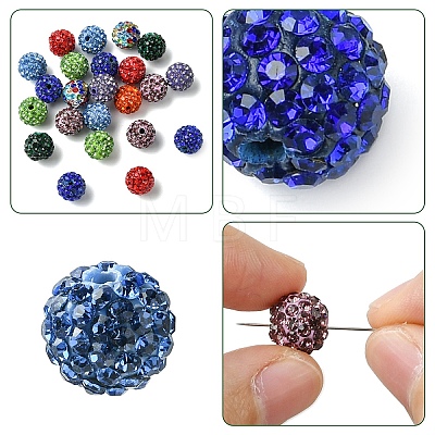 30Pcs Pave Disco Ball Beads RB-YW0001-14F-1