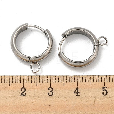201 Stainless Steel Huggie Hoop Earring Findings STAS-P283-01W-P-1