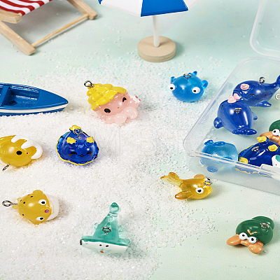 20Pcs 10 Styles Ocean Theme Resin Pendants FIND-TA0002-37-1