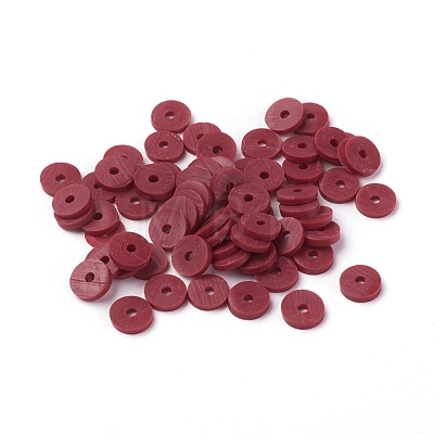 Flat Round Eco-Friendly Handmade Polymer Clay Beads CLAY-R067-6.0mm-29-1