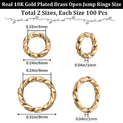 CREATCABIN 200Pcs 2 Styles Brass Open Jump Rings KK-CN0002-52-1