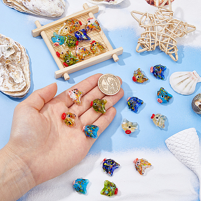24Pcs 6 Colors Handmade Lampwork Beads LAMP-DC0001-30-1
