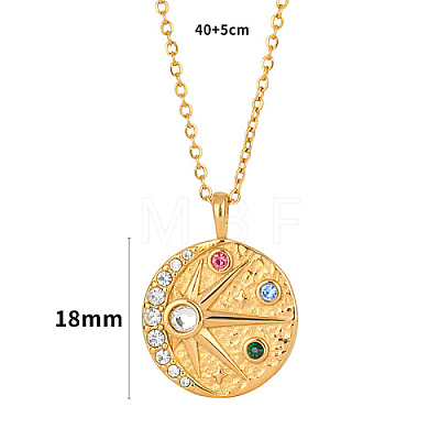 Golden Stainless Steel Micro Pave Cubic Zirconia Pendant Necklaces UF9683-1-1