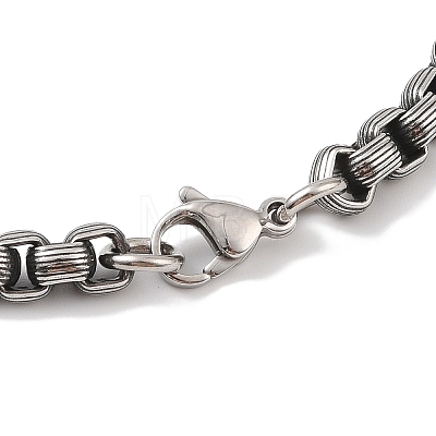 304 Stainless Steel Box Chain Bracelets for Men BJEW-B096-33A-AS-1