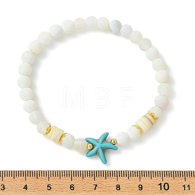 Natural Weathered Agate & Synthetic Turquoise Beaded Stretch Bracelets Set for Women Men BJEW-JB13760-01-1
