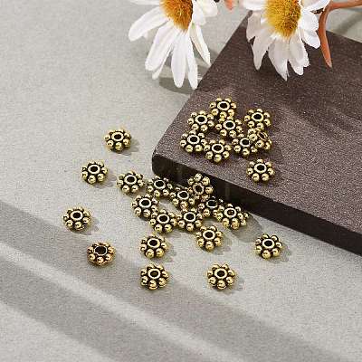 Tibetan Style Alloy Beads Daisy Spacer Beads X-LF1249Y-01AG-RS-1