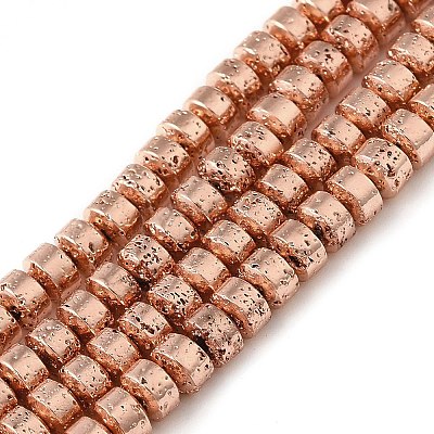 Electroplated Natural Lava Rock Beads Strands G-L606-C02-01E-1