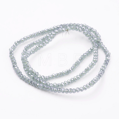 1 Strand Faceted Electroplate Imitation Jade Glass Rondelle Beads Strands X-EGLA-J025-F08-1