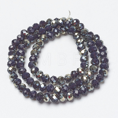 Electroplate Opaque Solid Color Glass Beads Strands EGLA-A034-P4mm-K17-1