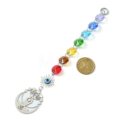 201 Stainless Steel Yoga with Lotus Pendant Decorations HJEW-JM01100-1
