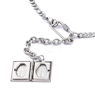 304 Stainless Steel Diffuser Locket Pendant Necklaces NJEW-M181-32P-1