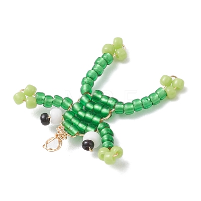 Glass Seed Beaded Frog Pendants PALLOY-MZ00990-1