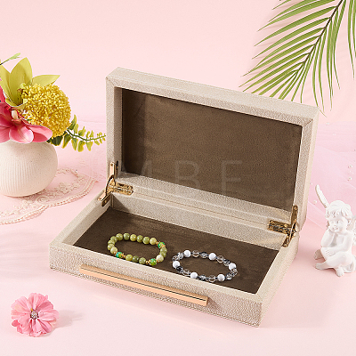 1Pc Wood Covered with PU Leather Jewelry Storage Boxes with Golden Tone Iron Findings CON-CN0001-24-1