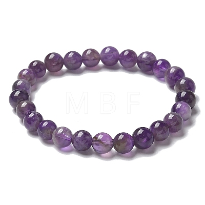 Natural Amethyst Bead Stretch Bracelets X-BJEW-K212-B-034-1