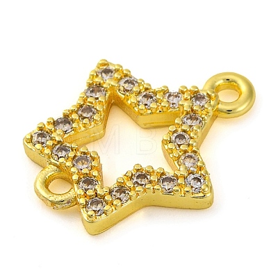 Brass Micro Pave Clear Cubic Zirconia Star Links Connector Charms KK-A230-03B-G-1