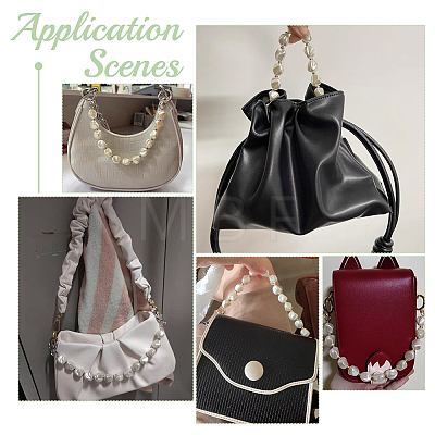 WADORN 2Pcs 2 Style Acrylic Imitation Keshi Pearl & Aluminium Chain Bag Handles DIY-WR0002-69P-1