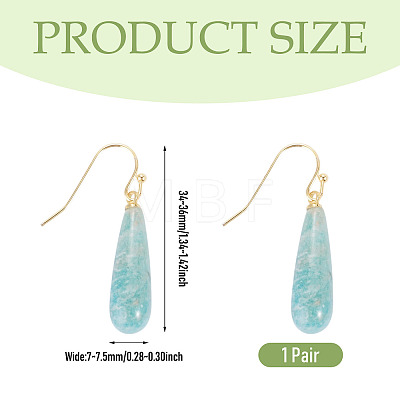 1 Pair Natural Amazonite Dangle Earrings EJEW-TA0001-85-1