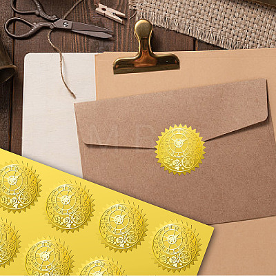 34 Sheets Self Adhesive Gold Foil Embossed Stickers DIY-WH0509-061-1