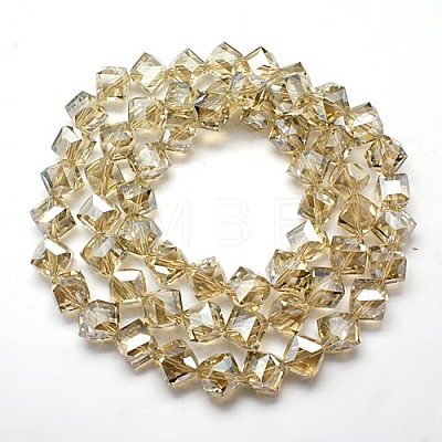 Pearlized Crystal Glass Cube Beads X-EGLA-F023-A02-1