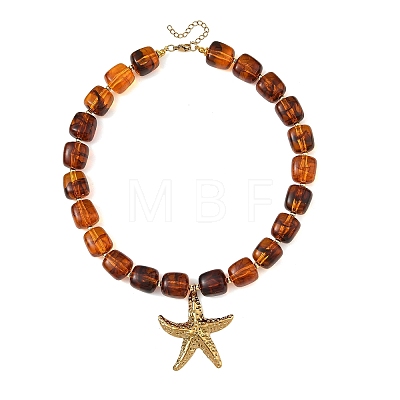 Ocean 304 Stainless Steel Starfish Pendant Necklaces NJEW-JN06478-1