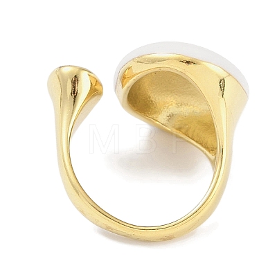 Oval 304 Stainless Steel Open Cuff Ring for Women RJEW-C099-04G-02-1