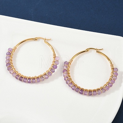 Beaded Hoop Earrings EJEW-JE03830-02-1