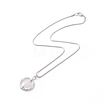 Ring with Heart Stone Beads Pendant Necklace NJEW-PH01446-1