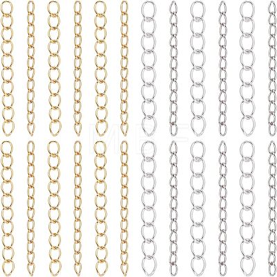 Unicraftale 120Pcs 4 Style 304 Stainless Steel Curb Chains Extender STAS-UN0038-16-1