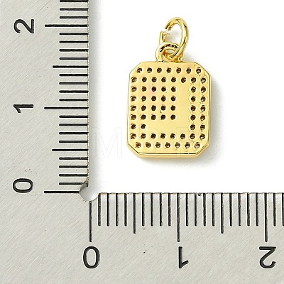 Rack Plating Brass Micro Pave Clear Cubic Zirconia Charms KK-G501-01L-G-1